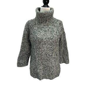 Madewell Grey Chunky Knit Oversized Turtleneck Sweater Size S